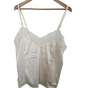 Vintage Lace Cami Women Lg White Floral Slip Top Silky Fairy Y2K Glam Coquette